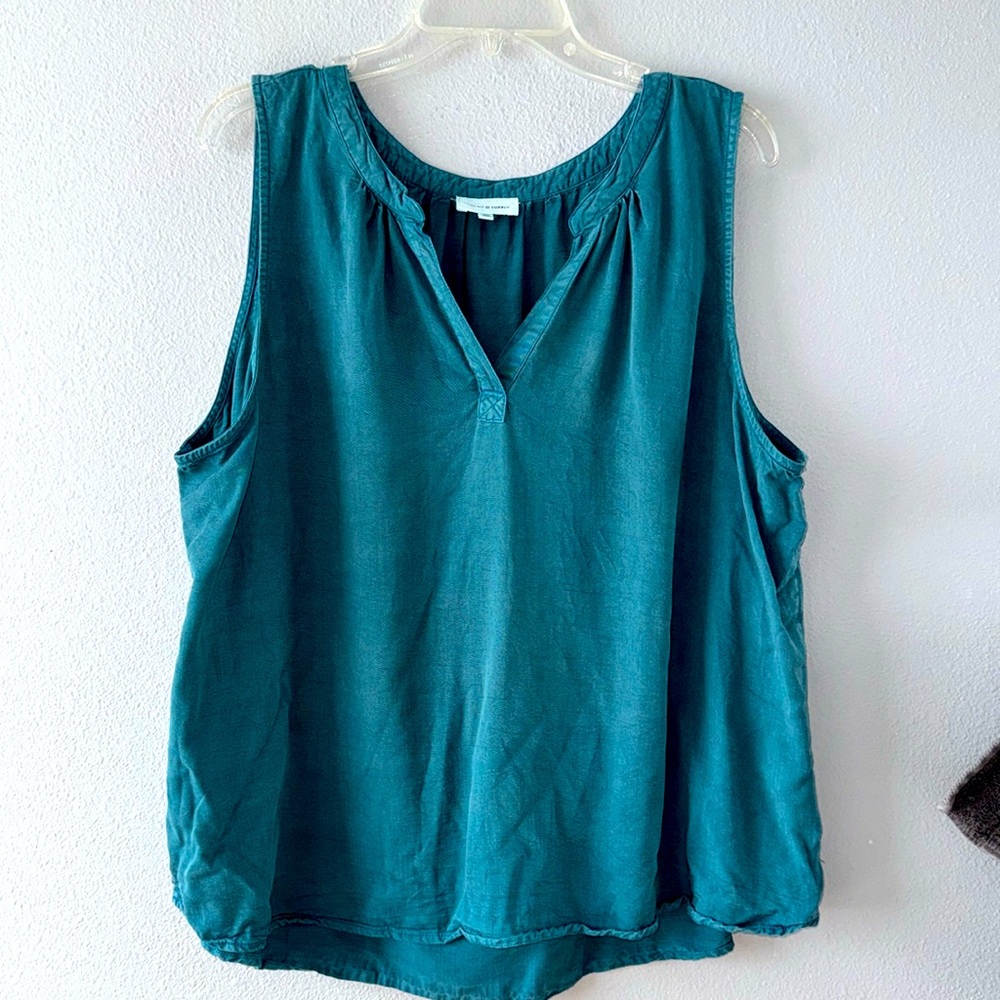 Threads & Supply-Greenish/Blue Flowy Tank-100 Tencel-Sz 2X